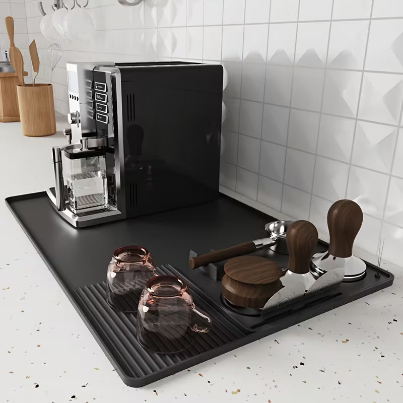 Silicone Coffee Machine Mat Set (2 pcs)(Black)