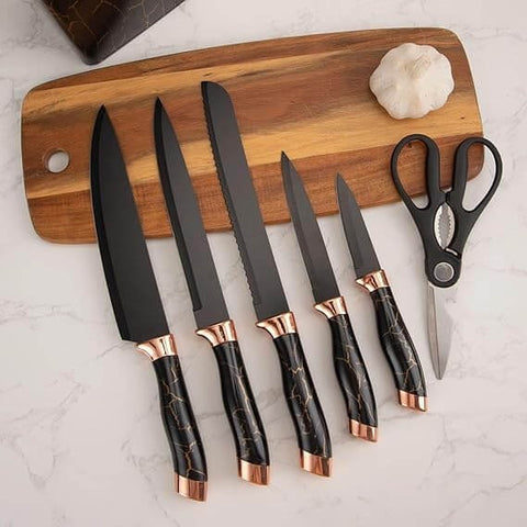 Marble Inspired Kitchen Knife Set (7 pcs)