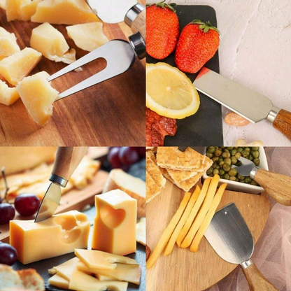 Wooden Handle Cheese Knife Set (Set A)(4 pcs)