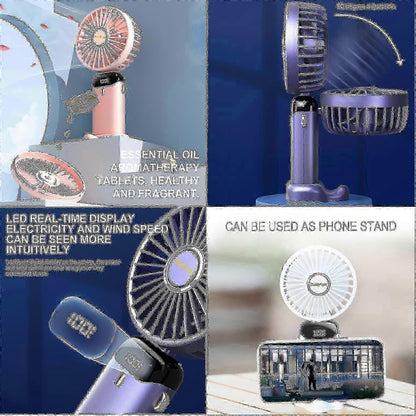 Mini Portable Fan USB Rechargeable With Digital Display