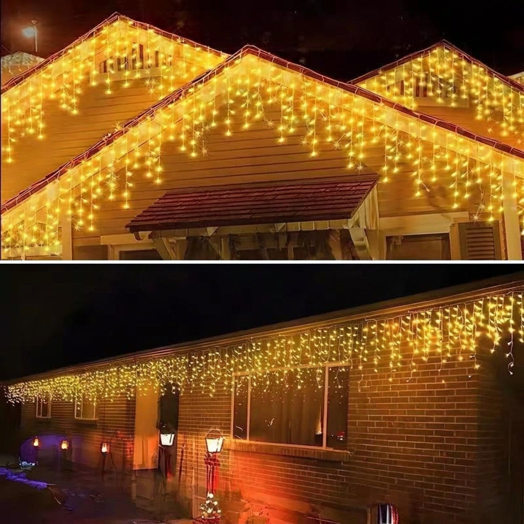 LED Icicle Curtain Lights - 3M Outdoor Warm White Fairy Lights