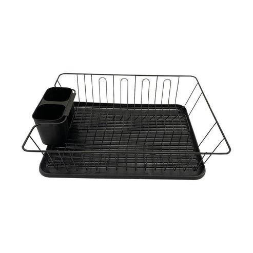 Dish Rack Drainer With Drip Tray (Black)