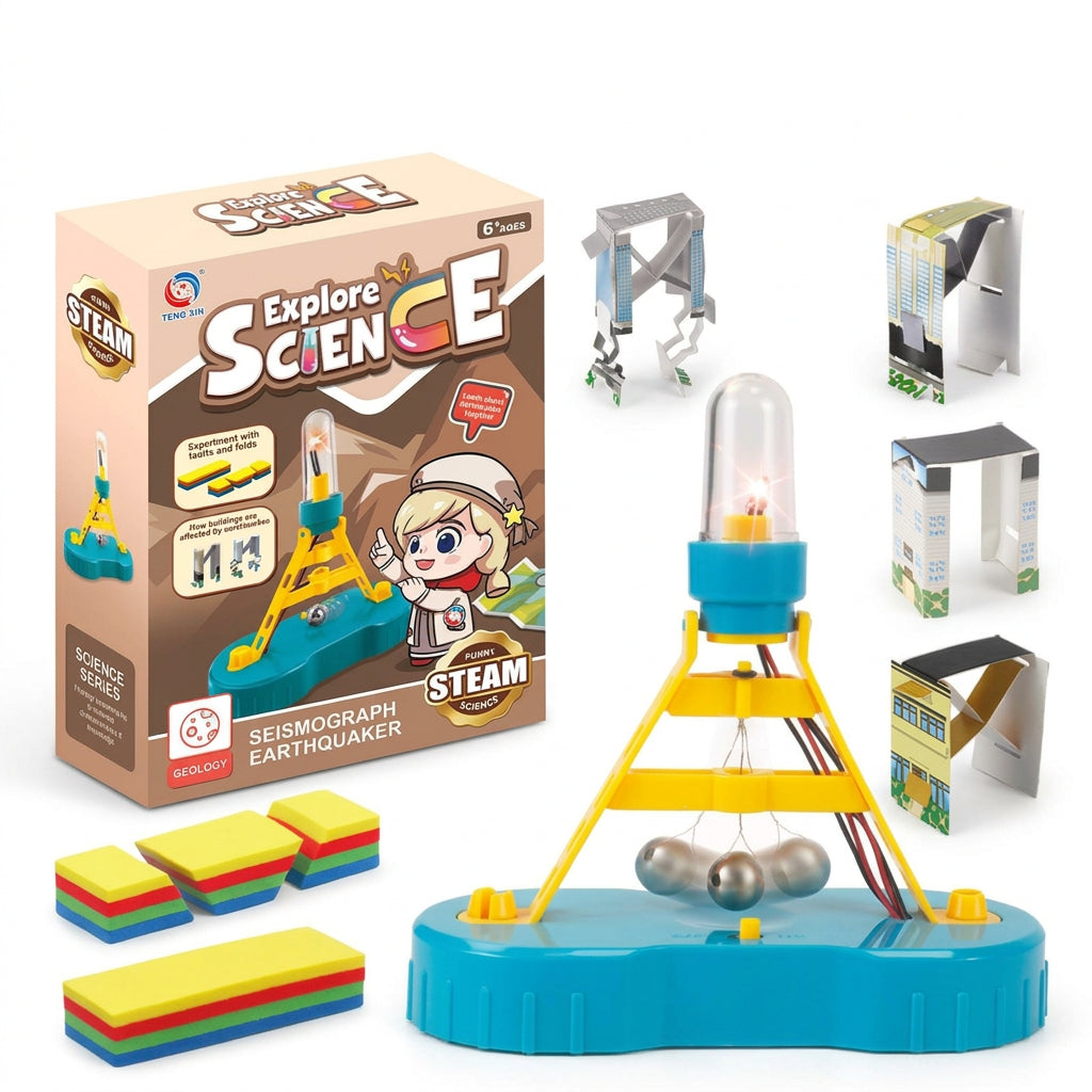 DIY Earthquake Science Kit - Seismograph & Building Model STEM Experiment Set