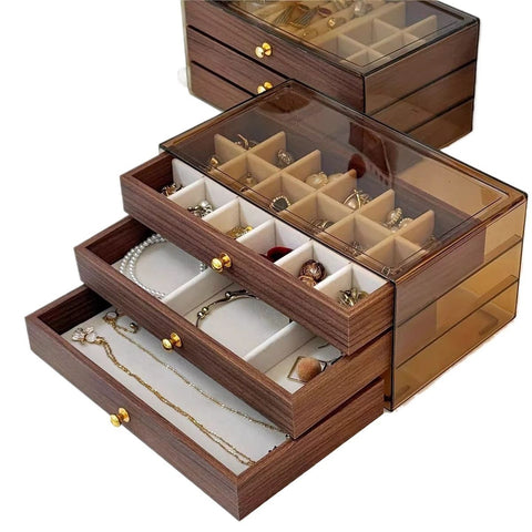Wooden Jewellery Storage Box (3 Tier) - Alt View
