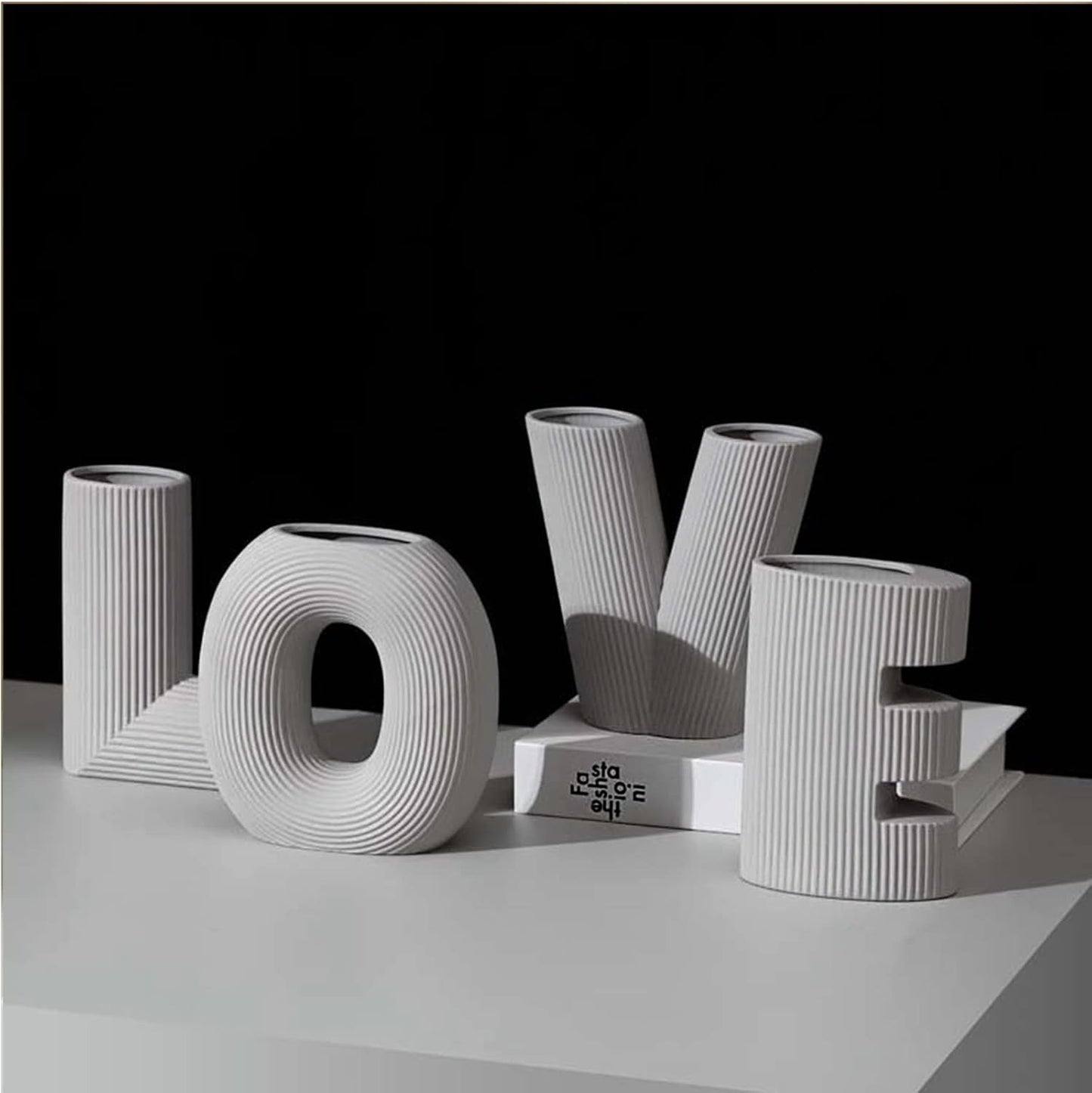 Ceramic Modern Minimalist Design Decorative Love Letter Vases Set (4 pcs)(15.5cm)