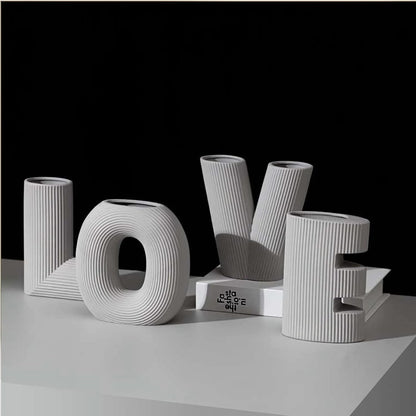 Ceramic Modern Minimalist Design Decorative Love Letter Vases Set (4 pcs)(15.5cm)