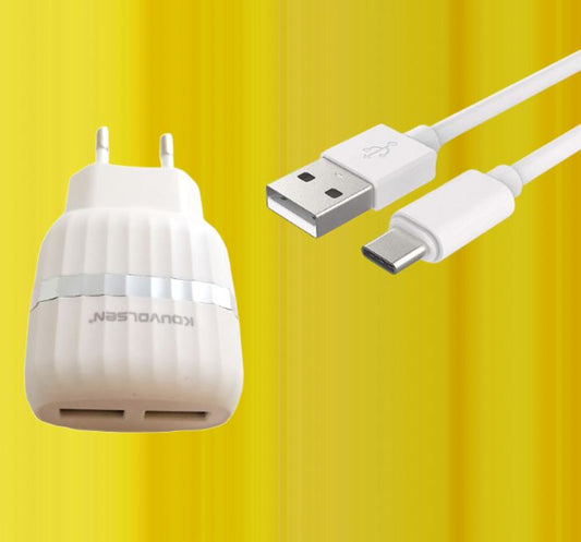 USB Travel Charger (2 Port)(1m)(C-Type)