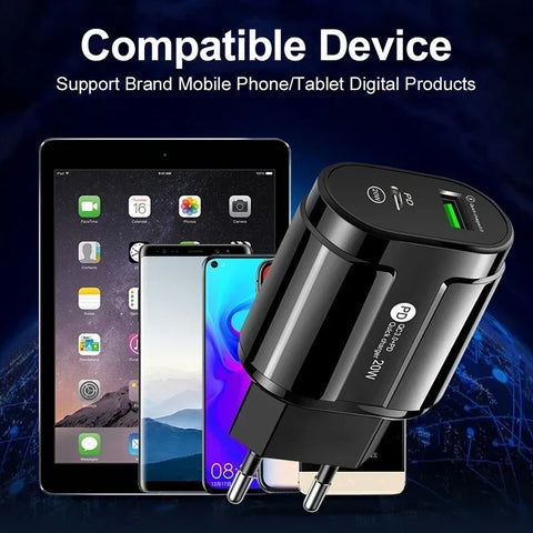 Dual Port Fast Charger (USB & Type-C)(Yellow) - Alt View