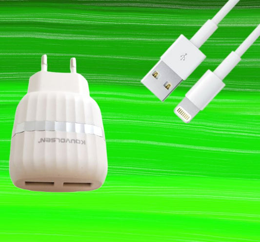 USB Travel Charger (2 Port)(1m)(iPhone)