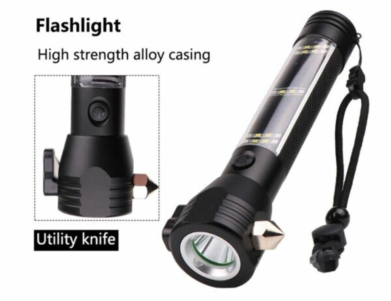 Solar Powered USB Charging Flashlight