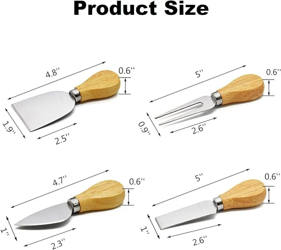 Wooden Handle Cheese Knife Set (Set A)(4 pcs)