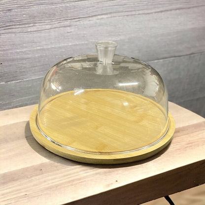 Wooden Cake Stand With Dome Lid (34cm)