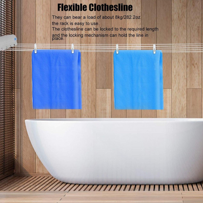 Retractable Clothes Drying Line with Hanger Clips