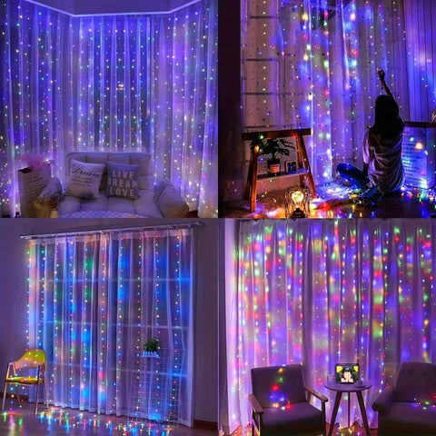 Electronic Extendable Fairy Curtain Lights (Multicolour) - Alt View