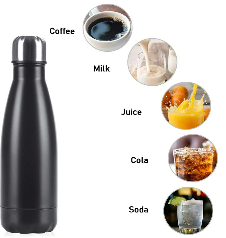 Double Wall Vacuum Insulated Stainless Steel Bottle (1L)(Black)