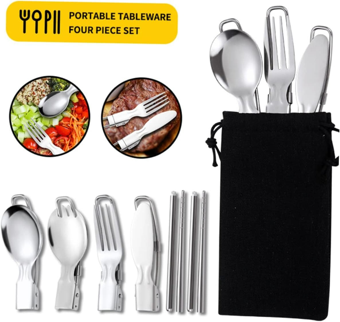 Folding Travel Tableware Cutlery Set (4 pcs)