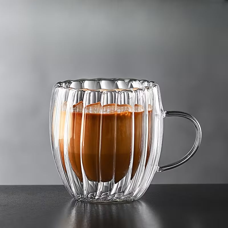 Double Wall Glass Coffee Mugs Set (450ml)