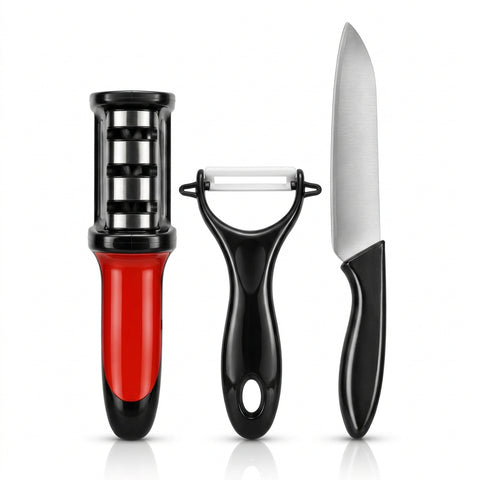 3-Piece Kitchen Tool Set – Chef Knife, Peeler & Garlic Press