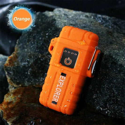 Arc Metal Rechargeable Lighter (Orange) - DMC Wholesale