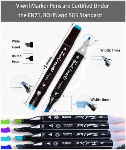 Coloured Dual Marker And Highlighter Pen Set (168 pcs)