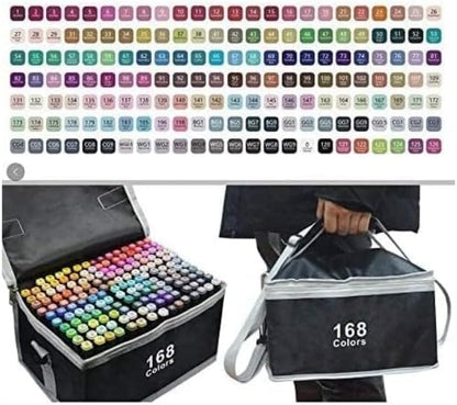 Coloured Dual Marker And Highlighter Pen Set (168 pcs)