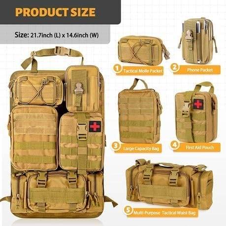 Tactical Car Seat Back Organiser with 5 Bags - DMC Wholesale