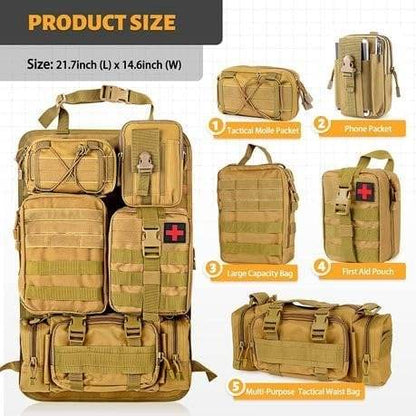 Tactical Car Seat Back Organiser with 5 Bags - DMC Wholesale