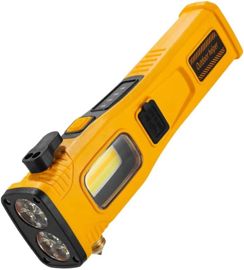 Solar Emergency Flashlight With Safety Hammer And Seatblet Cutter
