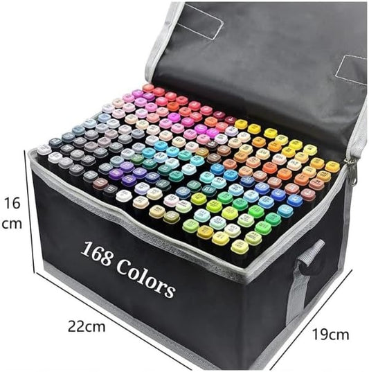Coloured Dual Marker And Highlighter Pen Set (168 pcs)