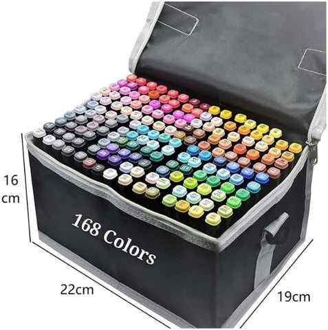 Coloured Dual Marker And Highlighter Pen Set (168 pcs)
