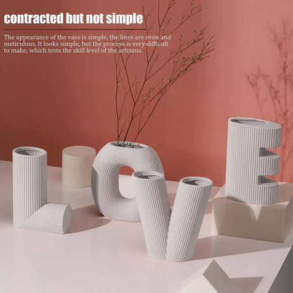 Ceramic Modern Minimalist Design Decorative Love Letter Vases Set (4 pcs)(15.5cm)