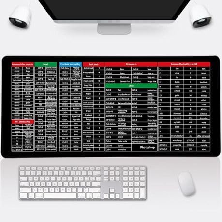 Large Professional Keyboard Shortcut Reference Mouse Pad