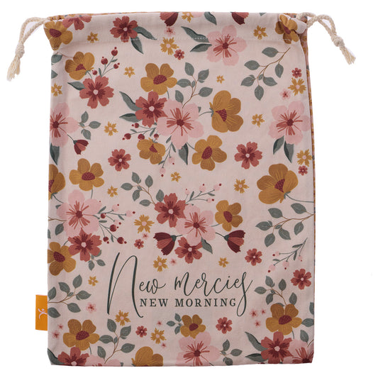 New Mercies New Morning Large Cotton Drawstring Bag