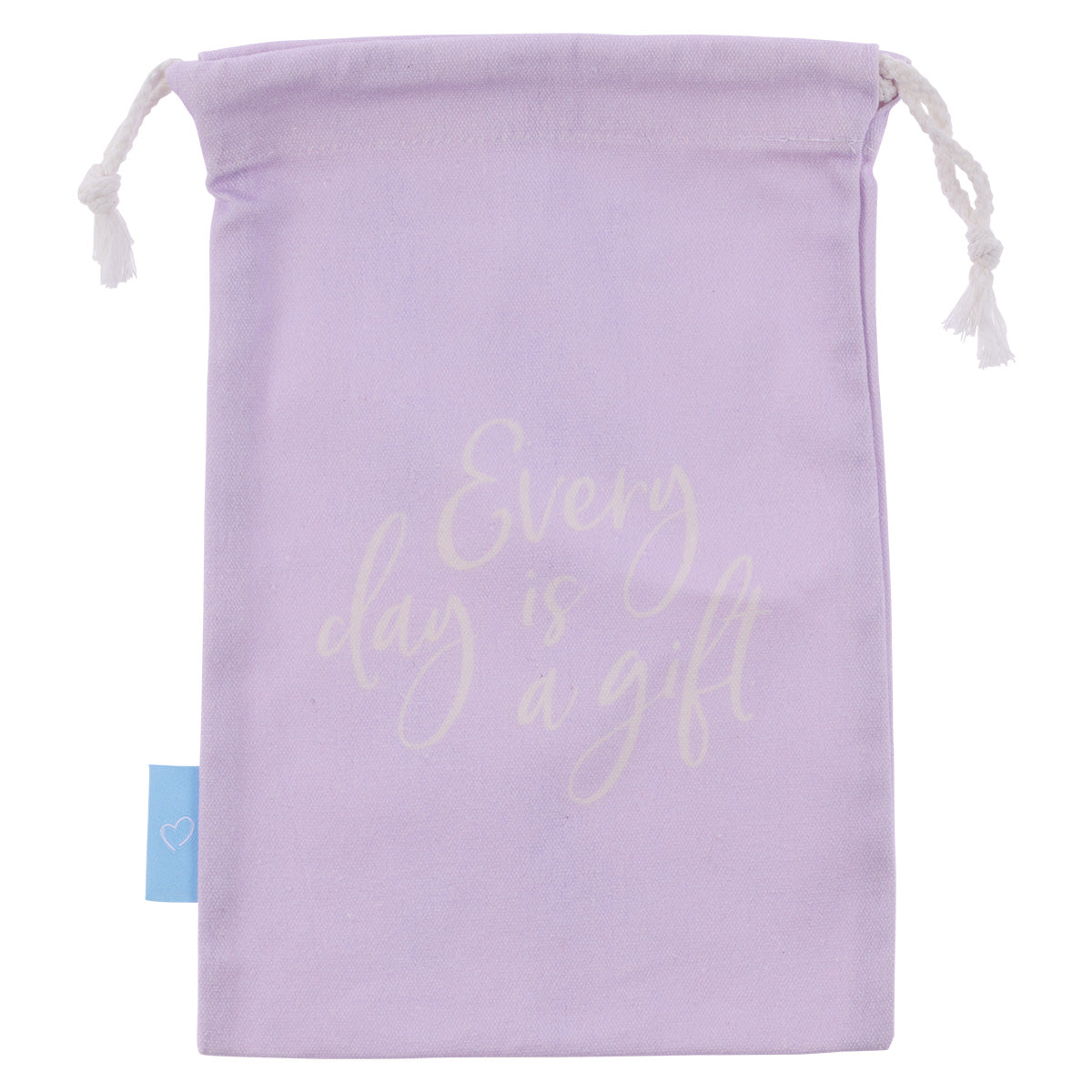 Every Day Is A Gift Lilac Small Cotton Drawstring Bag