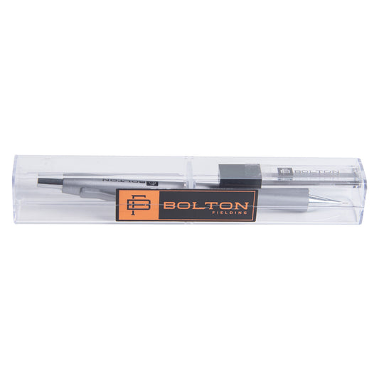 Bolton Flat Clicker Silver Clutch Pencil With Lead Refill In Acrylic Gift Box