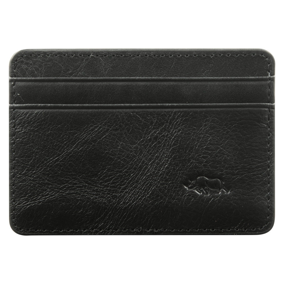 Genuine African Leather Gloss Black Card And ID Holder