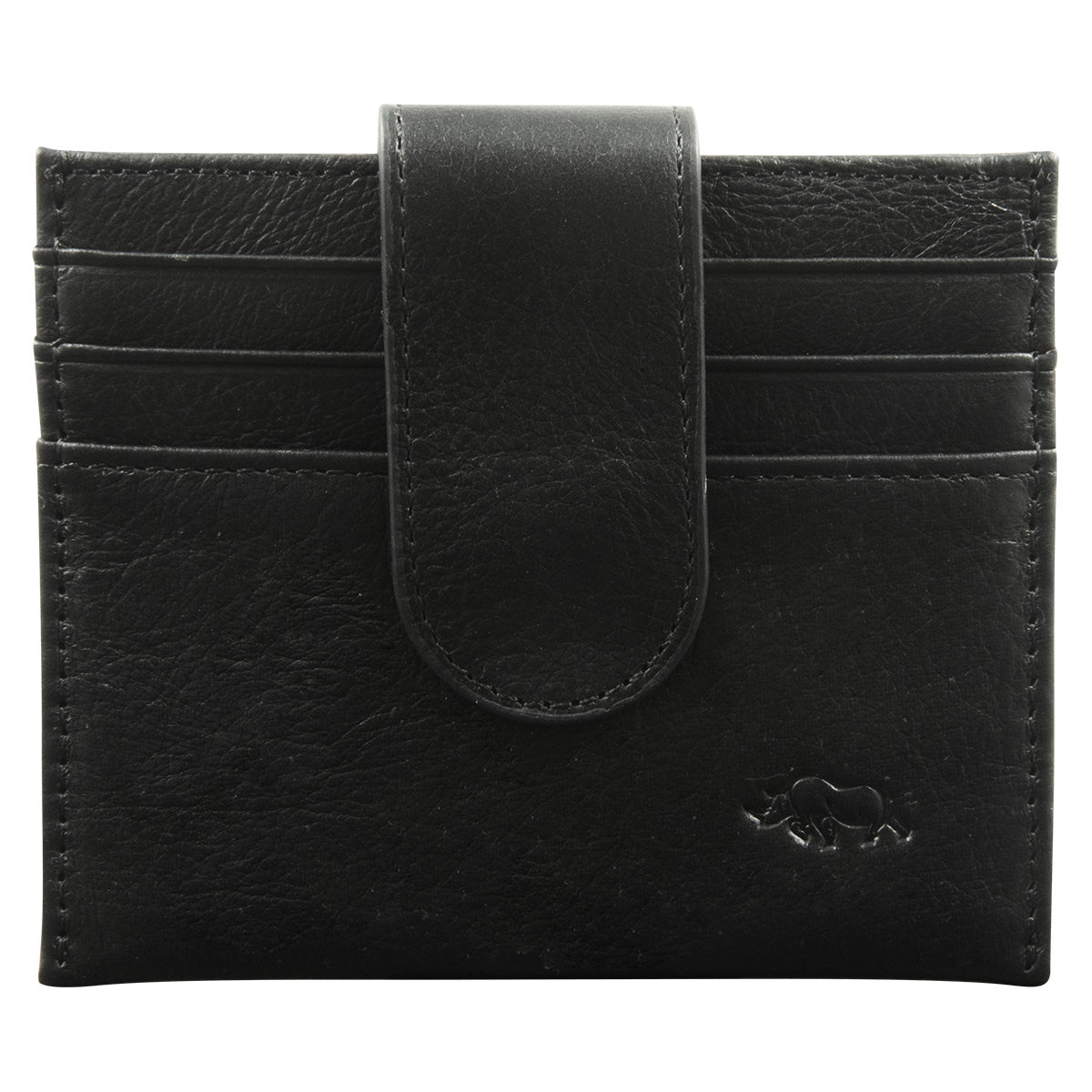 Genuine African Leather Black Wallet With Clip Closure