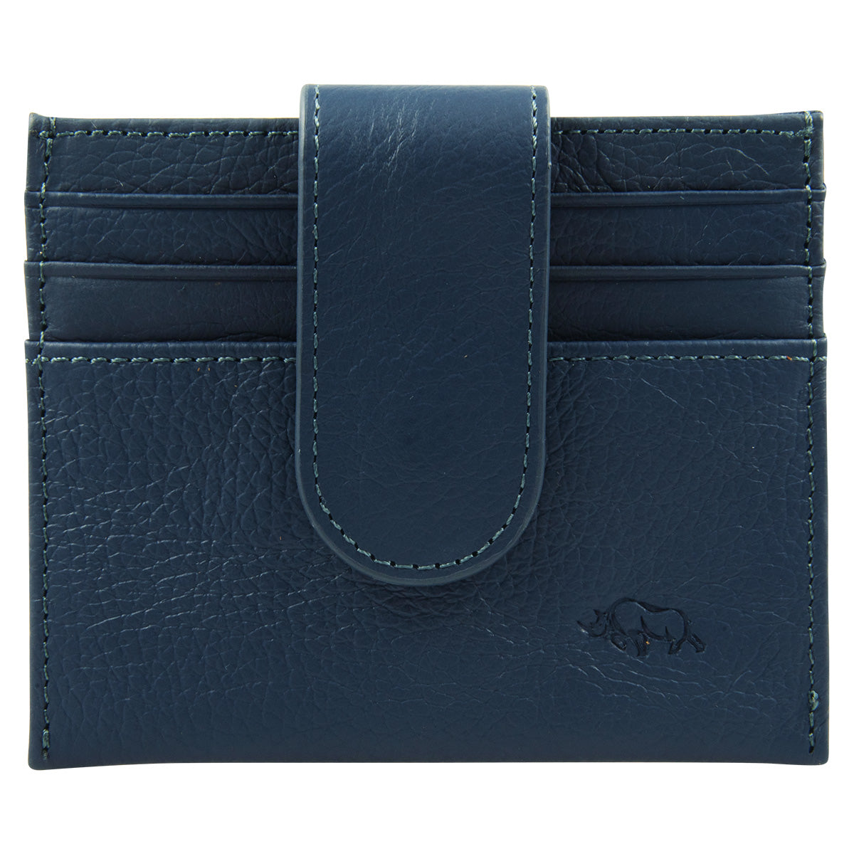 Genuine African Leather Blue Wallet With Clip Closure