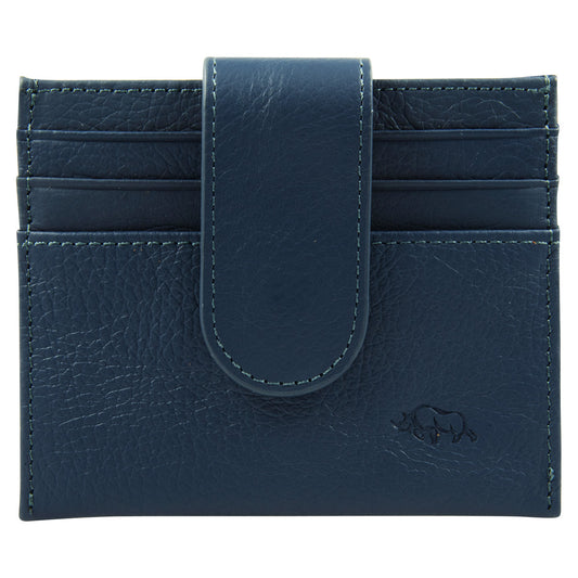 Genuine African Leather Blue Wallet With Clip Closure