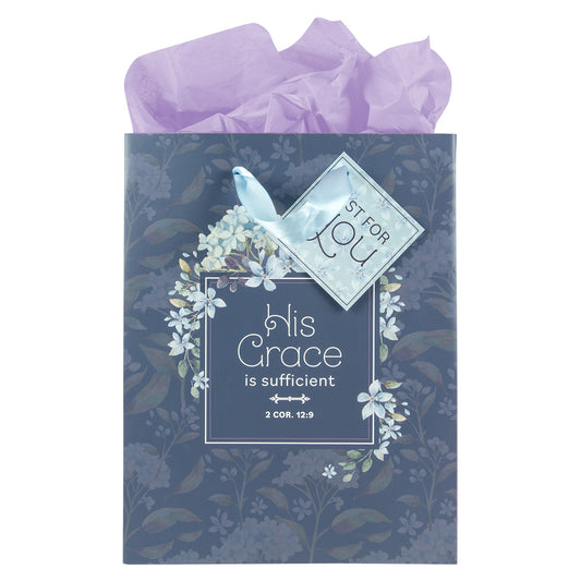 His Grace Is Sufficient Medium Gift Bag With Gift Tag - 2 Corinthians 12:9