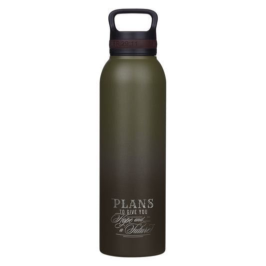 Plans To Give You Hope And A Future Green Stainless Steel Water Bottle - Jeremiah 29:11