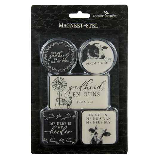 Goedheid En Guns Afrikaans Five Piece Magnetic Set - Psalms 23:6