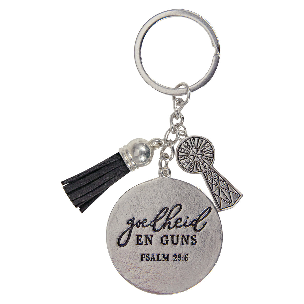 Goedheid en Guns Afrikaans Metal Key Ring