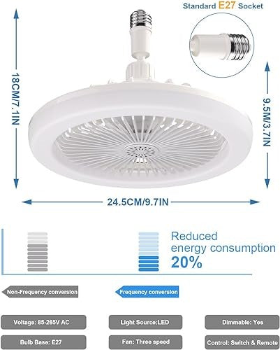 Enclosed Ceiling Fan with Light and Remote