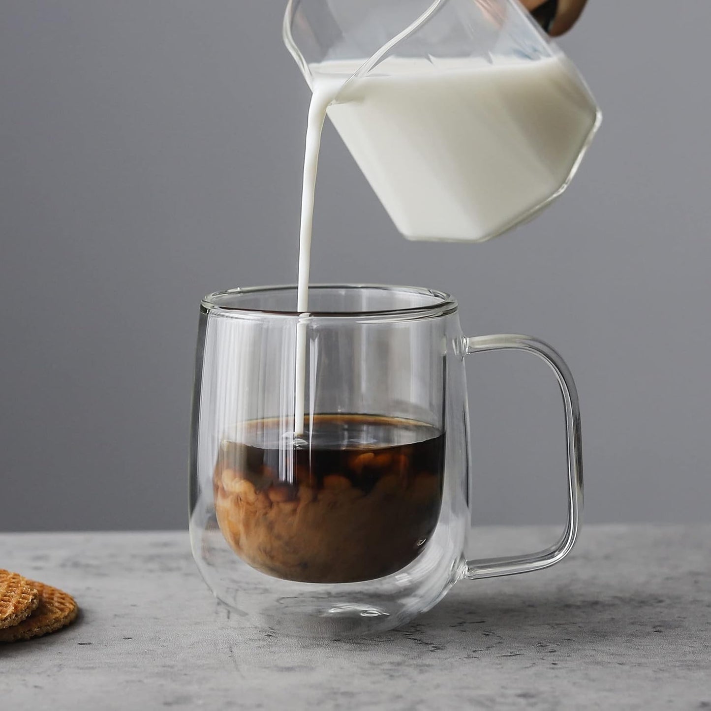 Elegant Clear Double Wall Glass Cup (450ml)(Each)