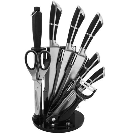 Delicate Touch Knife Set With Rotating Stand (9 pcs)