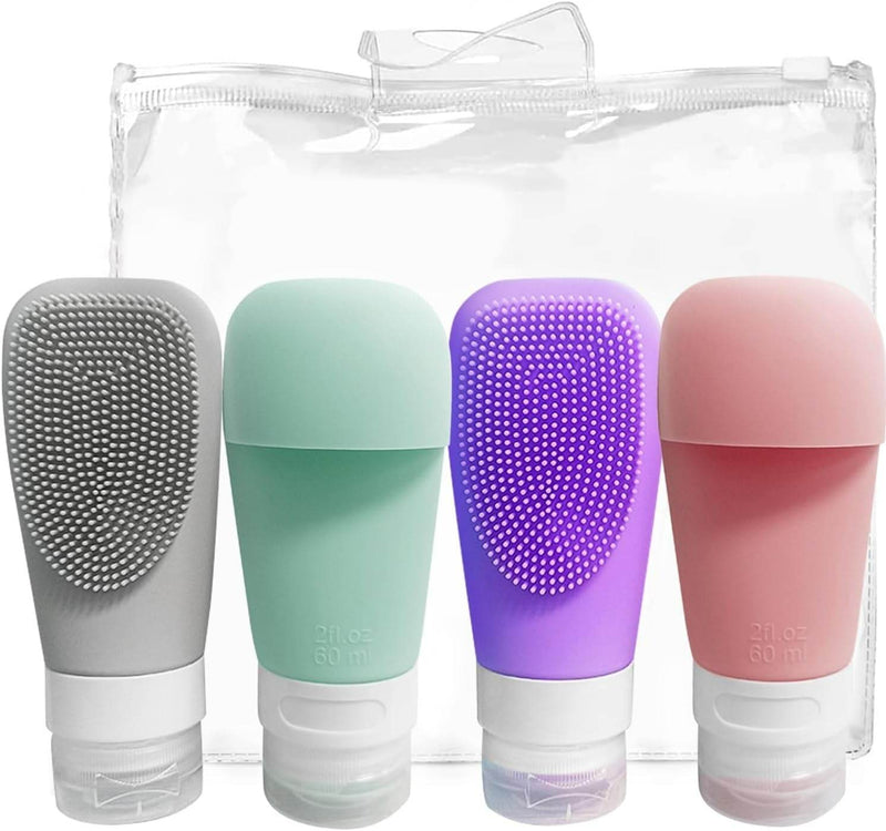 Silicone Shower Gel Scrubbing Bottle Set (90ml)(4 pcs)