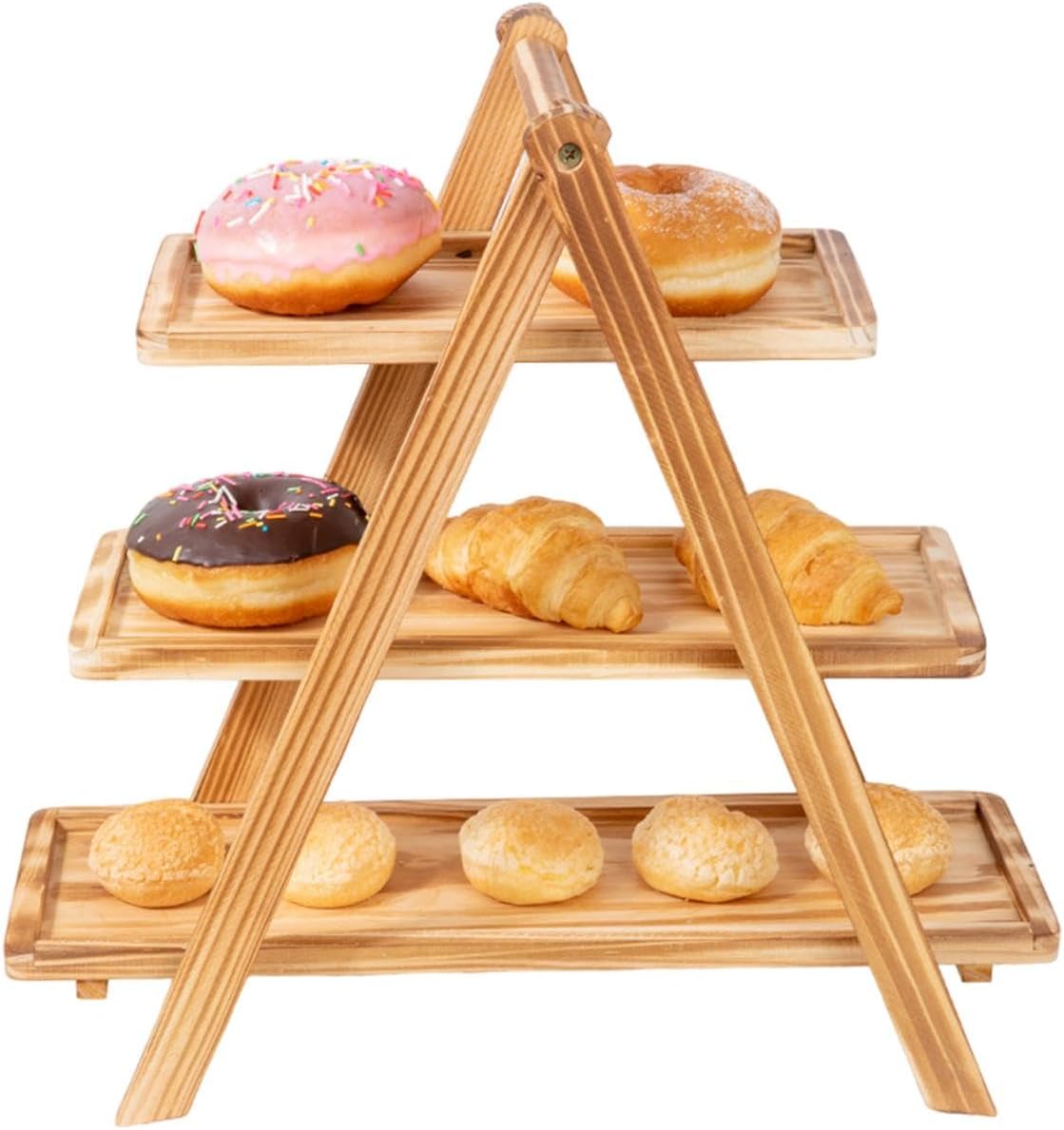 Wooden A-Frame Display Stand With Serving Trays (3 Tier)