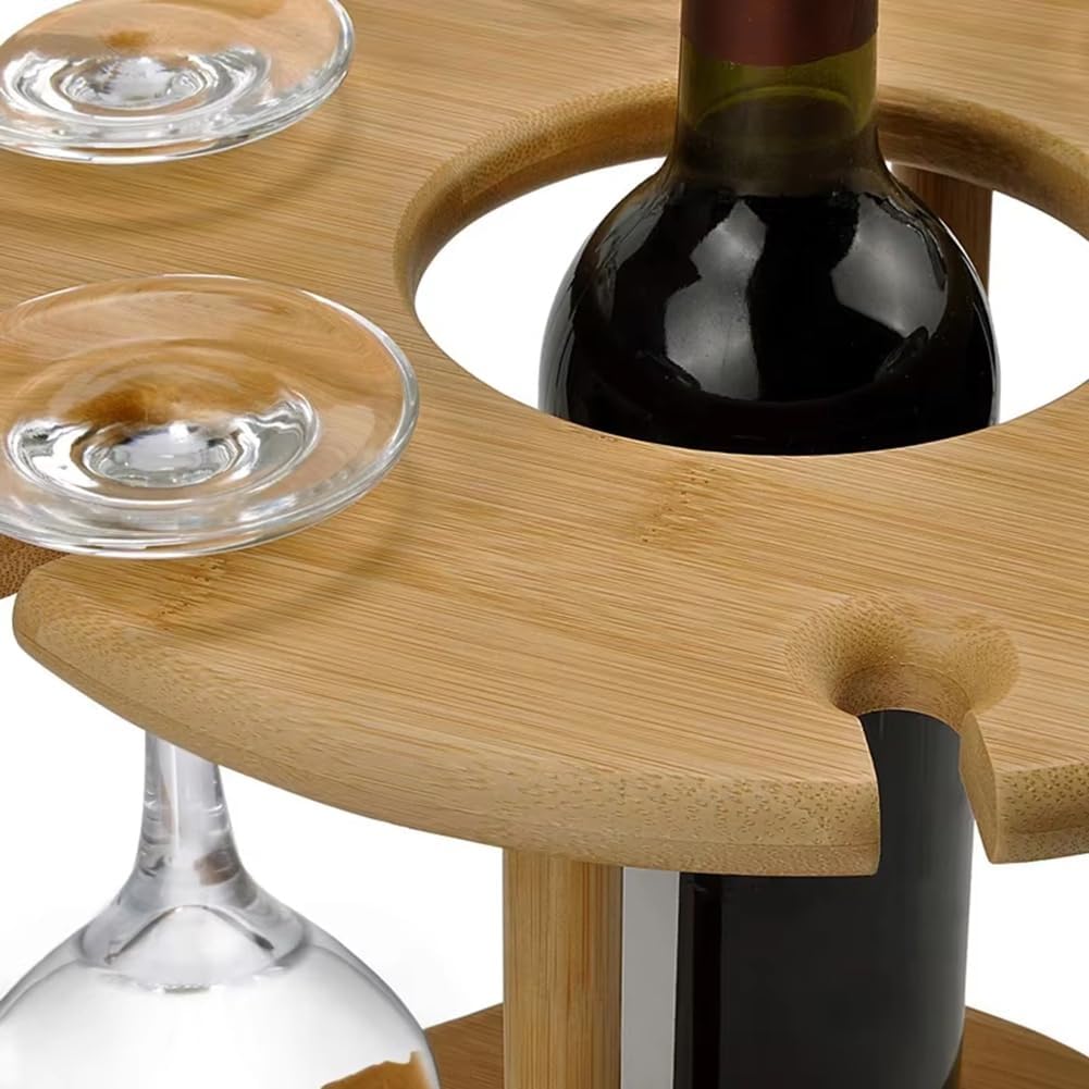 Single Wine Bottle And Glass Display Stand