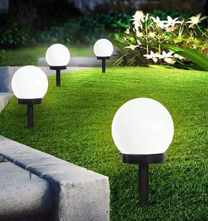 Round LED Solar Outdoor Patio Mini Bobo Lamps (2 pcs)